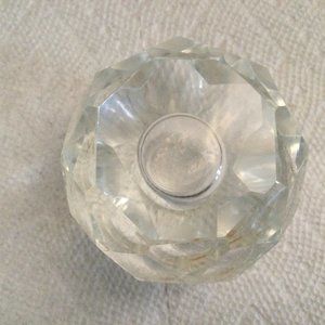 Small clear glass candlestick holder diamond design